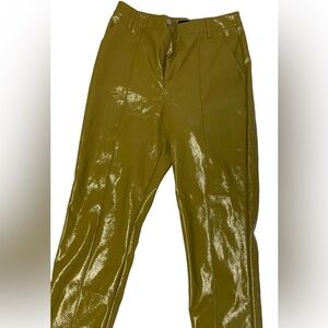 Green PrettyLittleThing Faux Leather Pants Size 8